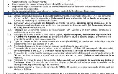 CONVOCATORIA EXTERNA No. 001-2026 Curso de Formación de: “Guardia Penitenciario”